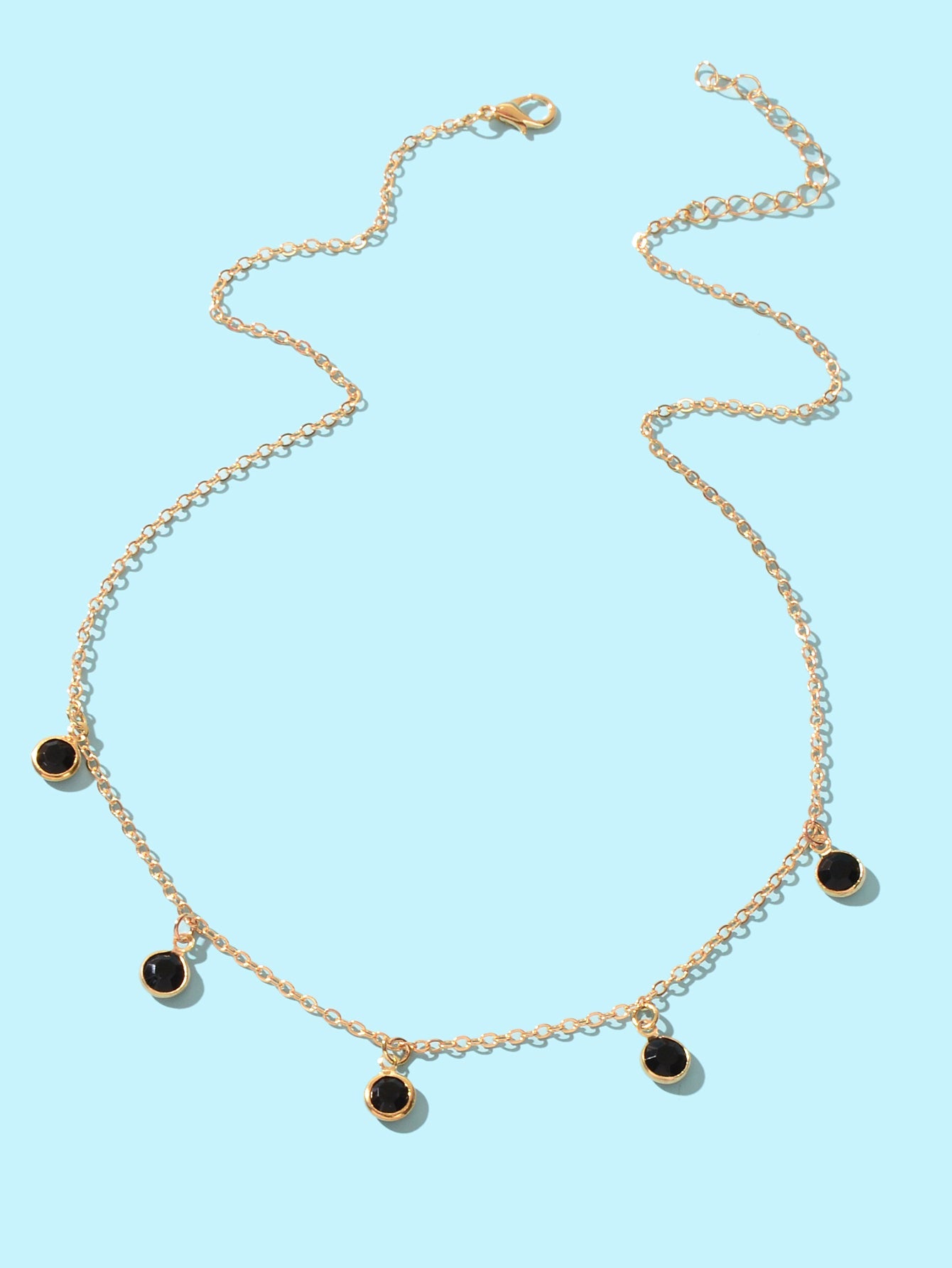 Fashion Party Accessories Gold Chain Black Beaded Charm Clavicle Collar Necklace-1