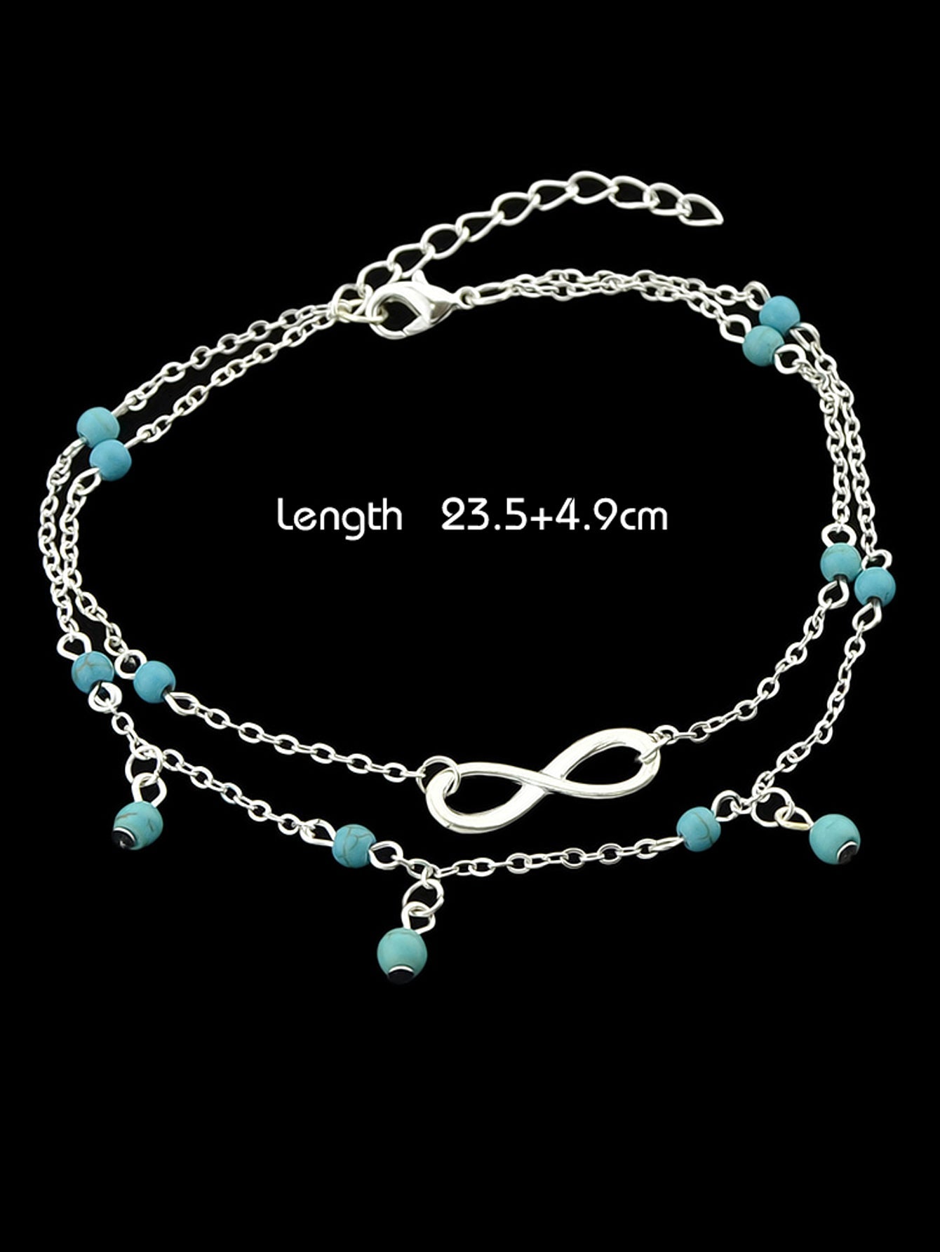 1 pc Double layer Chain Turquoise Infinity Anklet Barefoot Foot Beach Jewellery