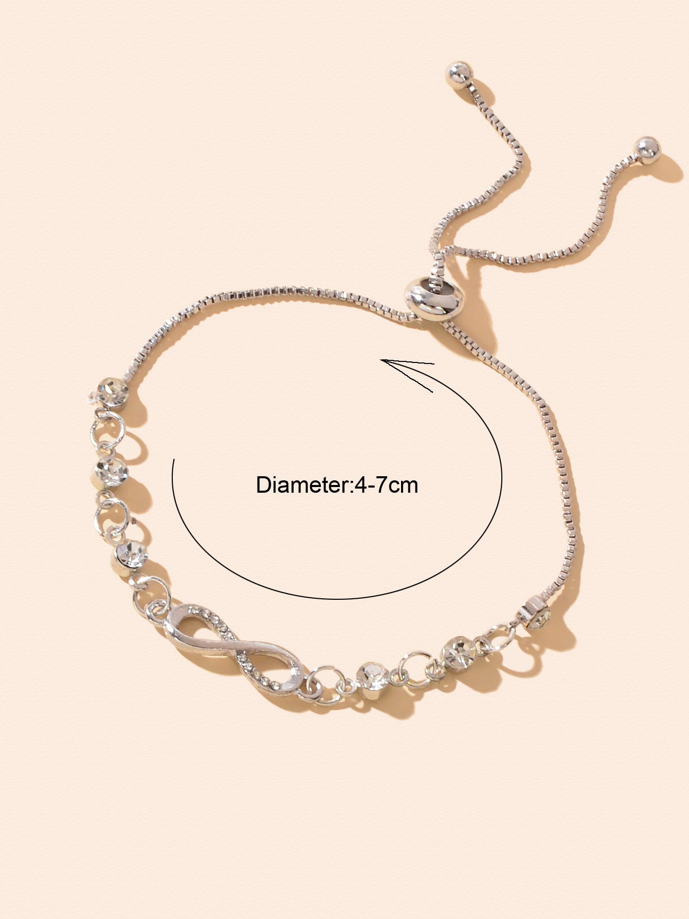 Fashion Women's Adjustable Chain Slide Bracelet Gorgeous Zircon Crystal Jewelry-3