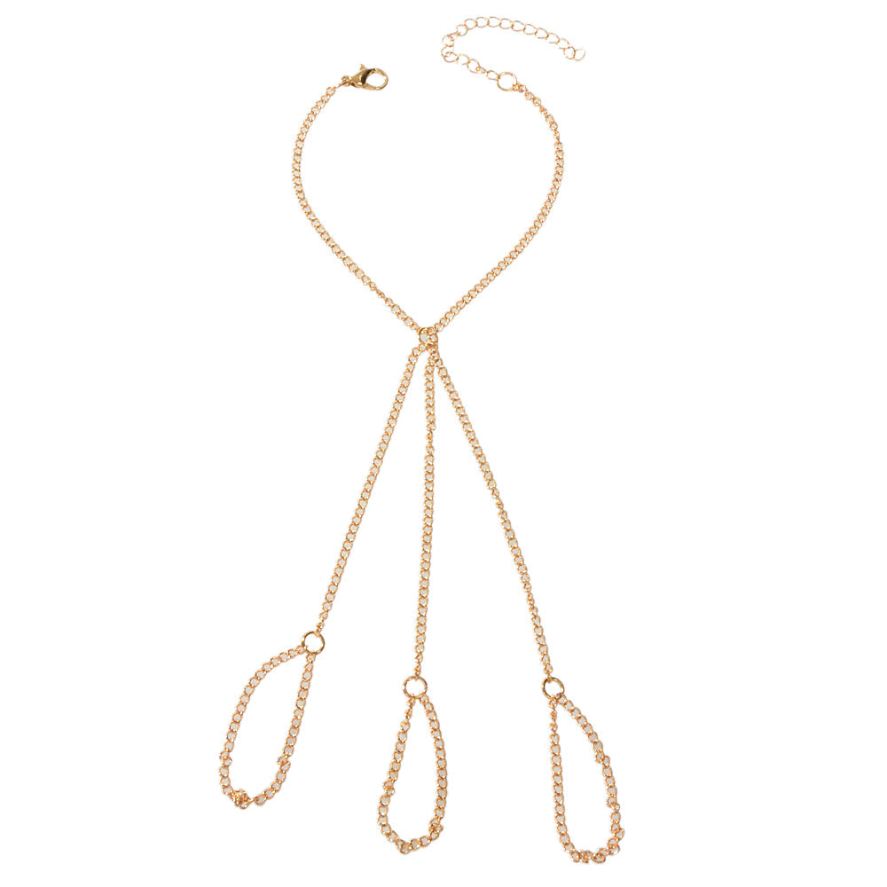 Body Jewellery Gold Chain with Finger Unique Boho Chic Slave Bracelets for Women-4