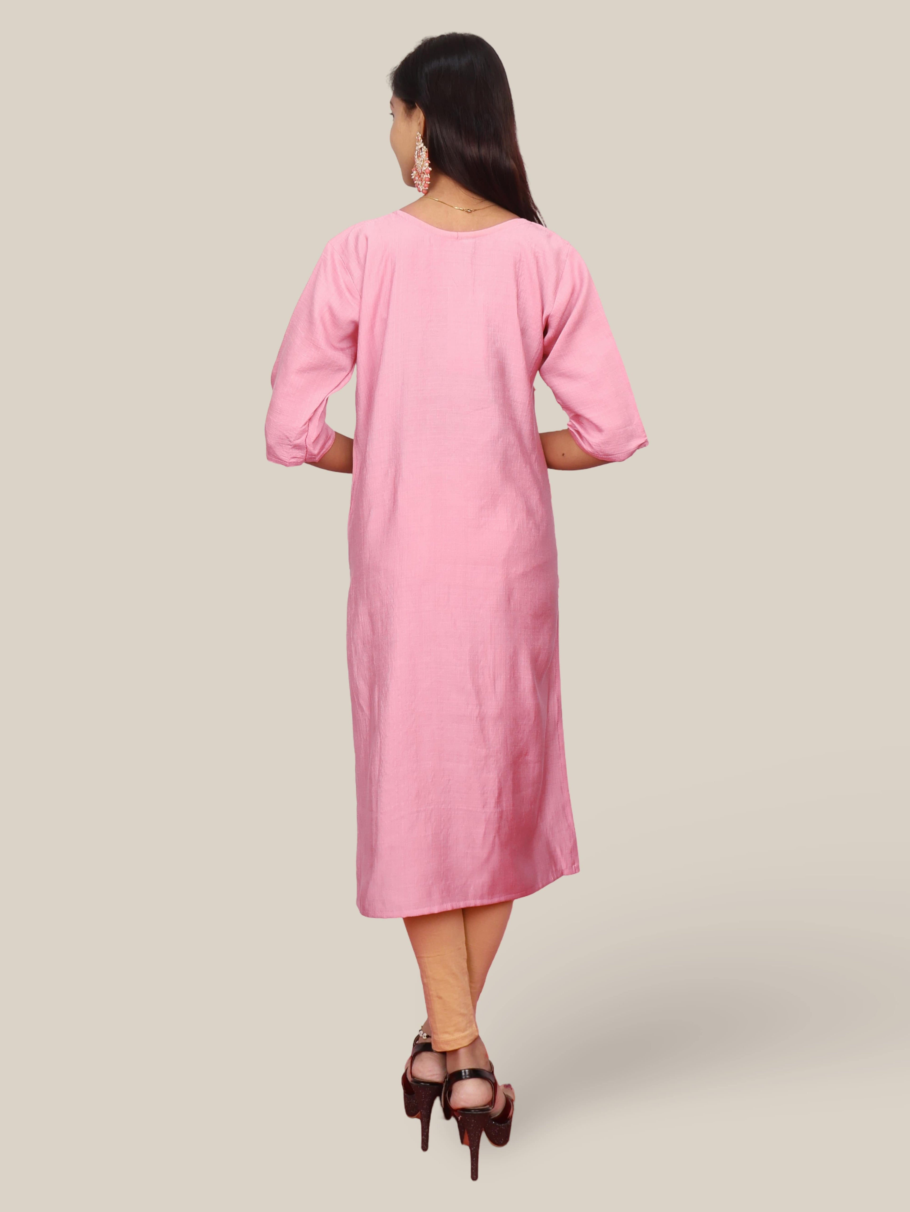 Cotton Kurti with Beautifully Embroidered Neckline