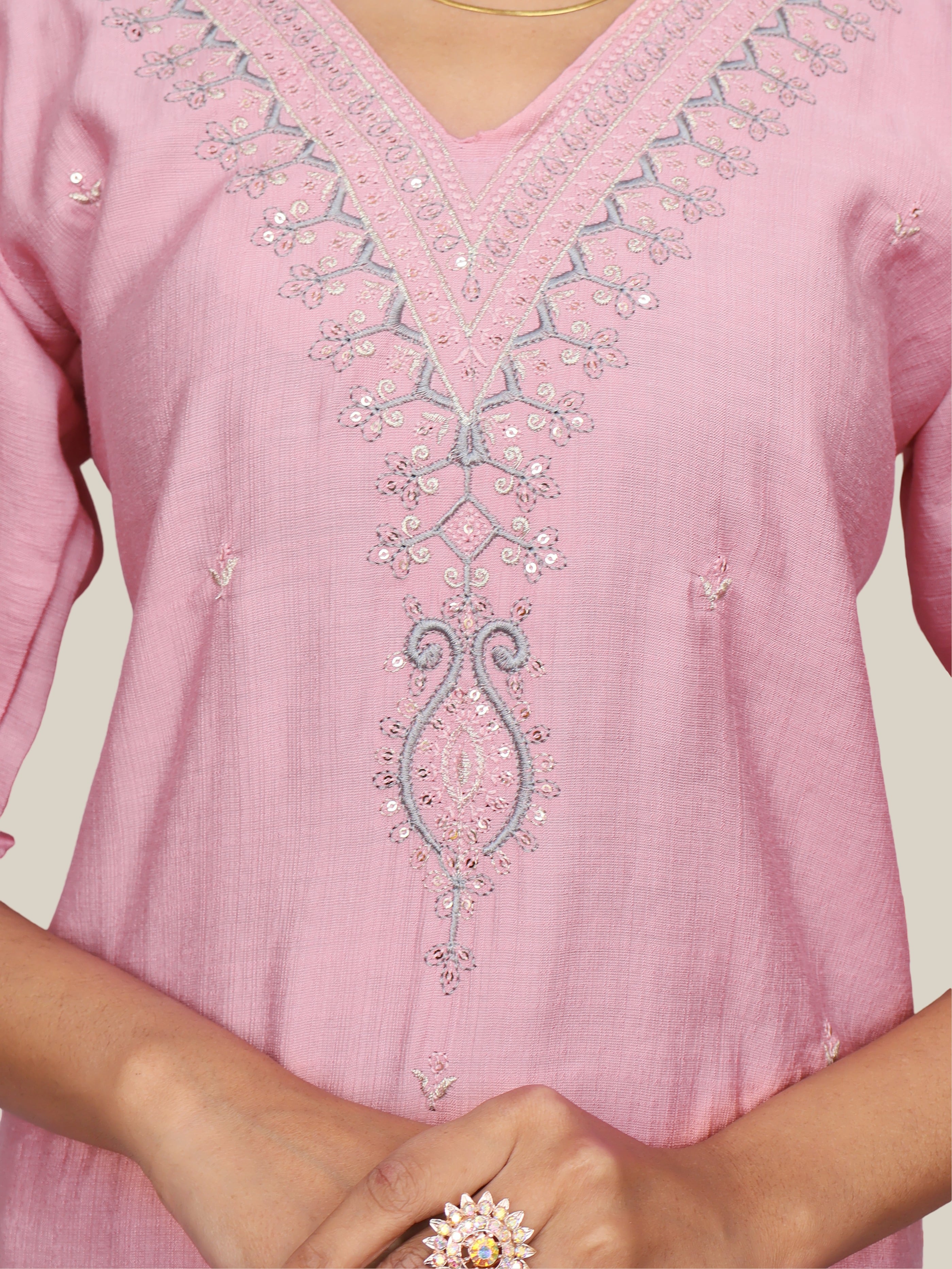 Cotton Kurti with Beautifully Embroidered Neckline