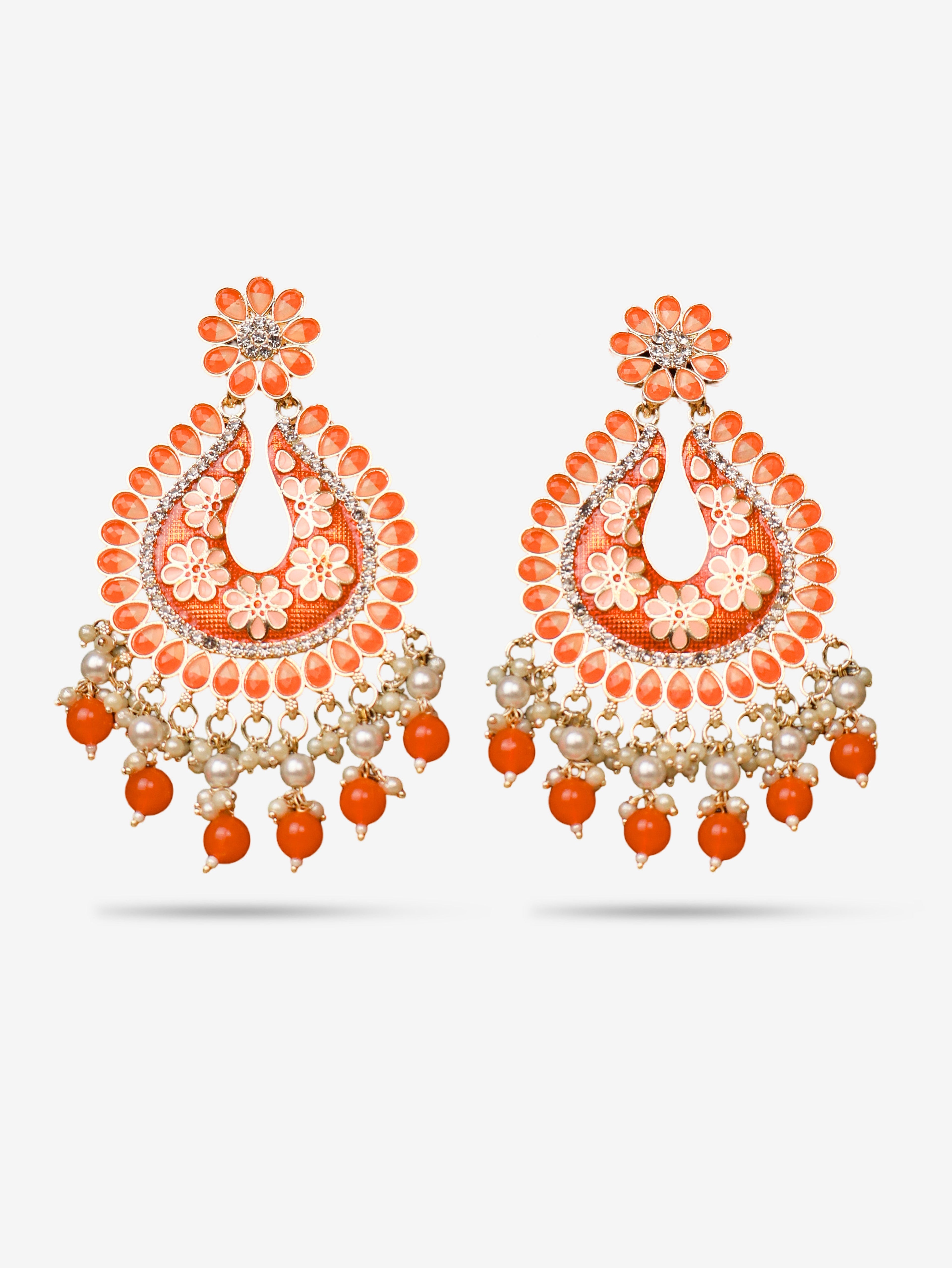 Jewels Chandbali Earrings for Women with Kundan Stones and Beads by Shreekama