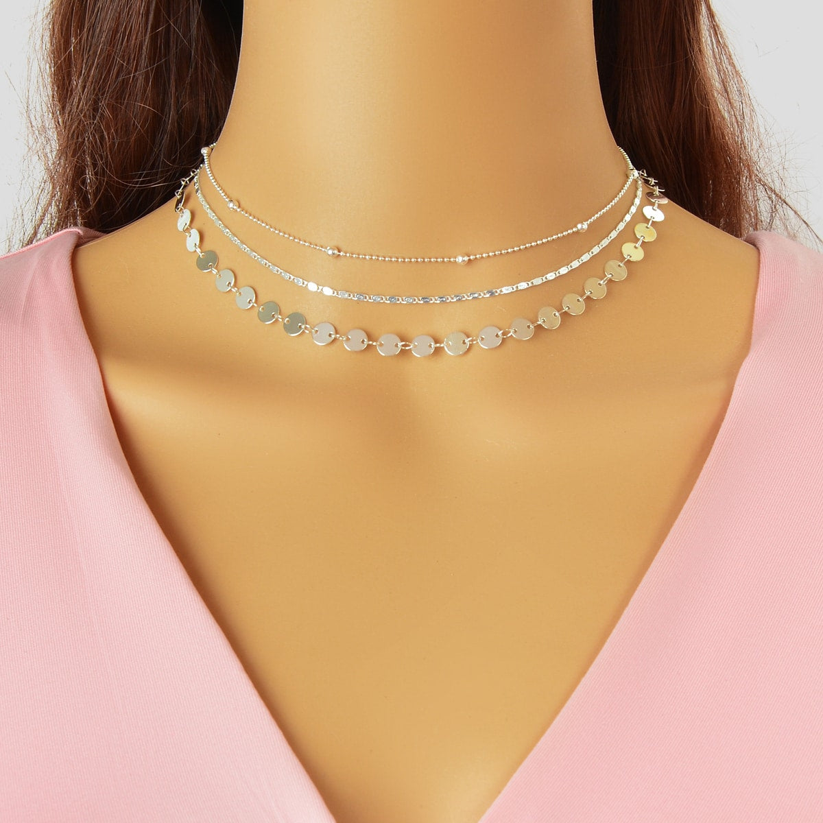 Multi layered Necklace Holiday Jewelry Women Chains Clavicle Collar Gift Choker-4
