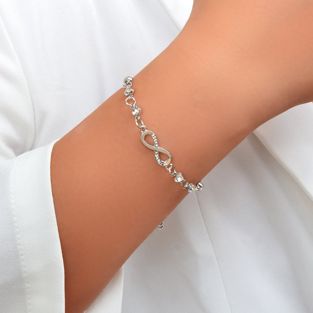 Fashion Women's Adjustable Chain Slide Bracelet Gorgeous Zircon Crystal Jewelry-0