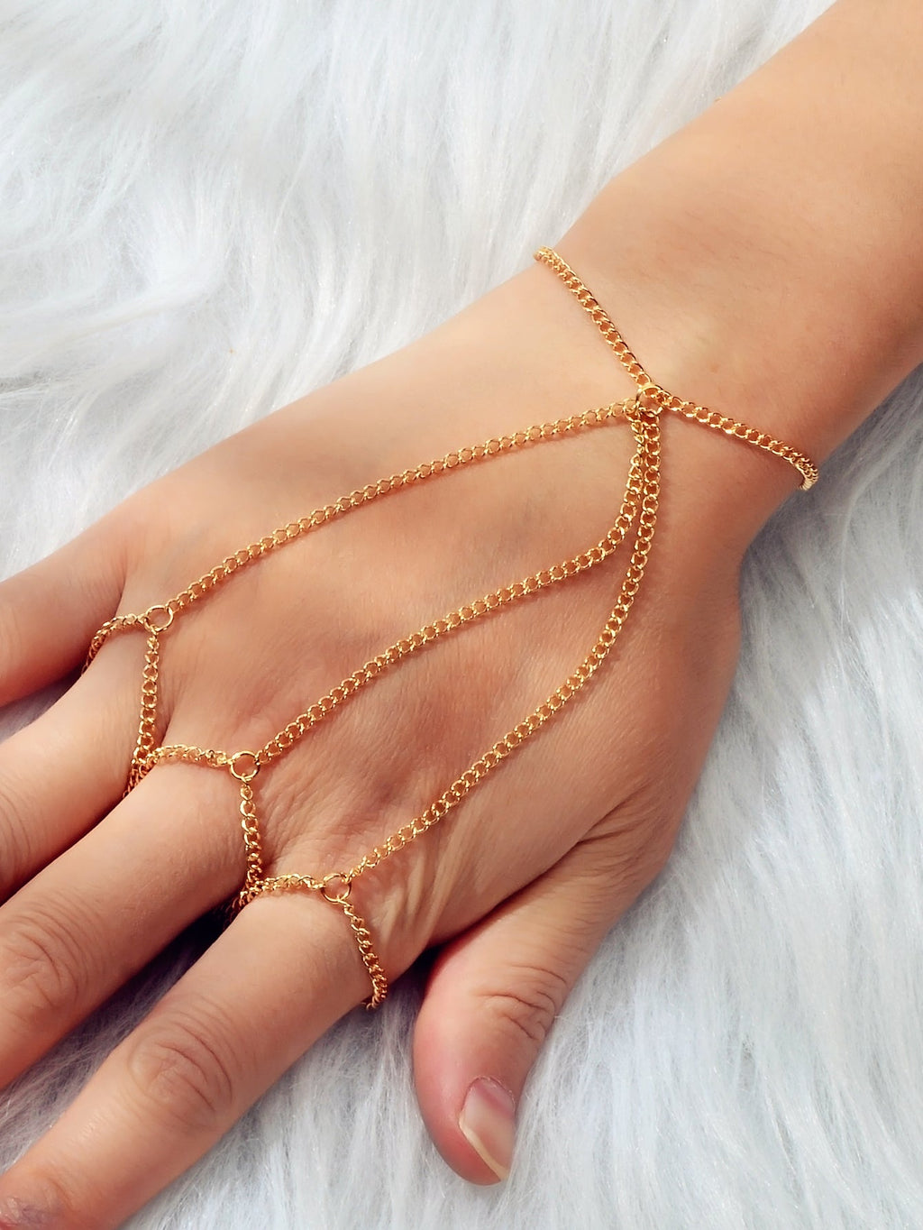 Body Jewellery Gold Chain with Finger Unique Boho Chic Slave Bracelets for Women-0