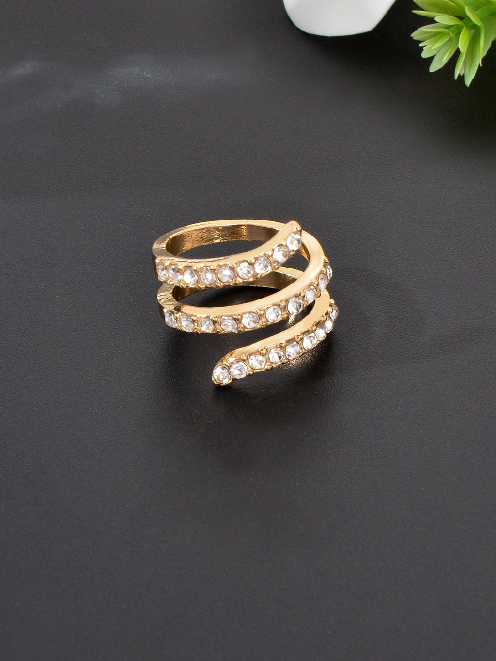 Elegant Stunning Spiral Diamond Ring Timeless Sparkling Finger Jewellery Gift-1