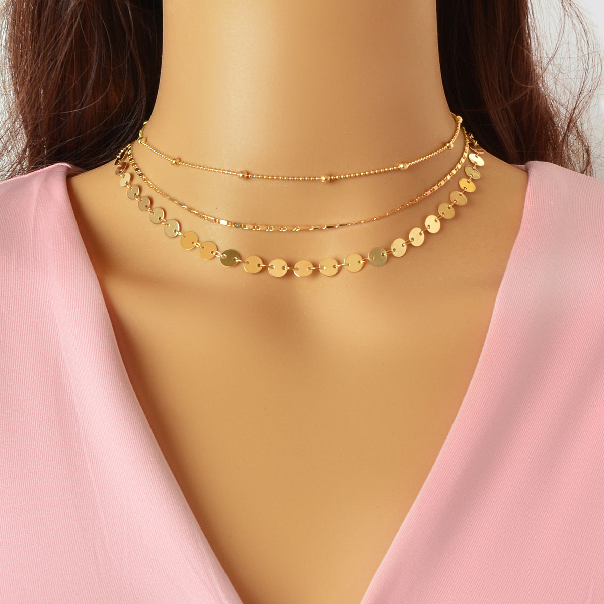 Multi layered Necklace Holiday Jewelry Women Chains Clavicle Collar Gift Choker-0