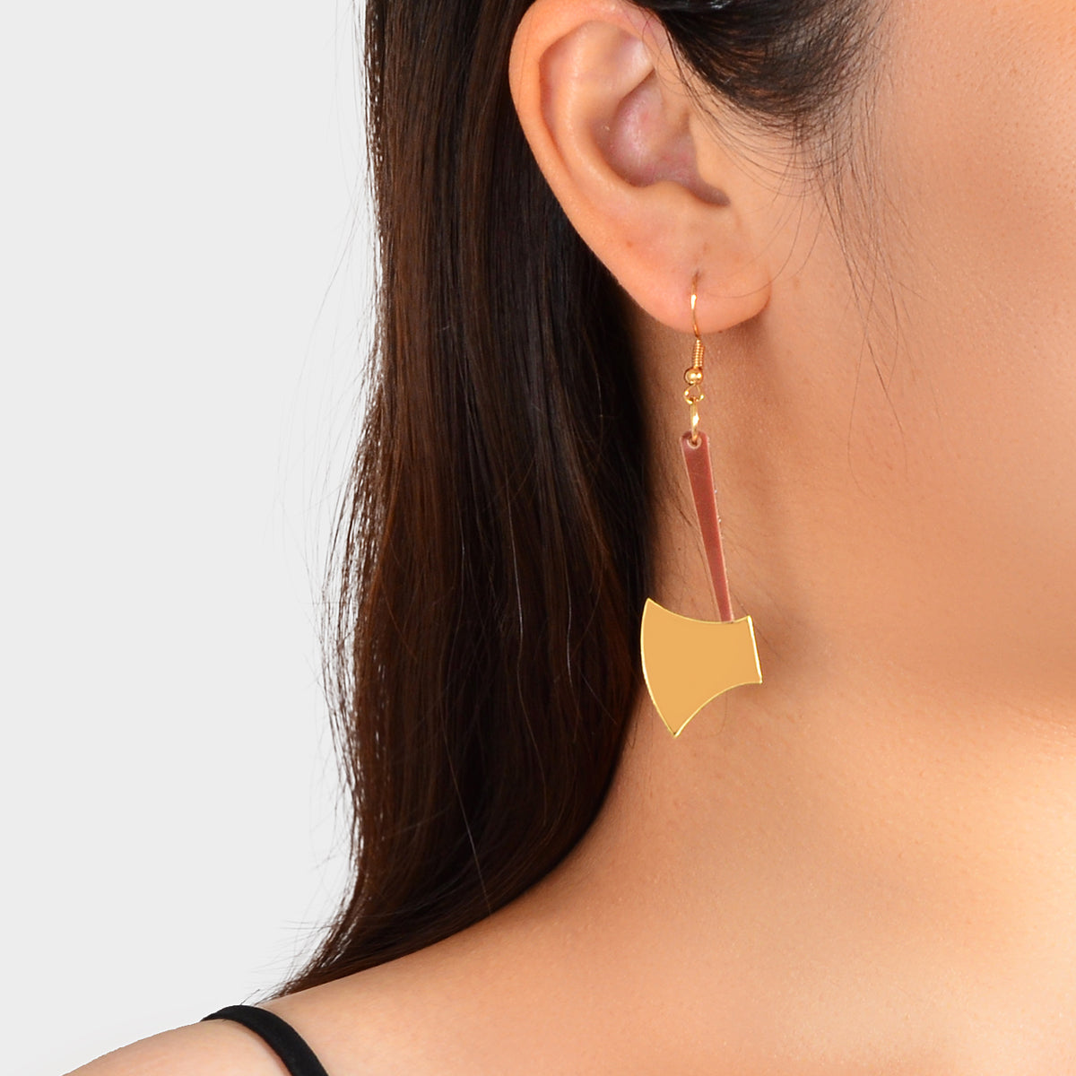 Acrylic Statement Geometric Axe Design Drop Dangling Elements Female Earrings-0