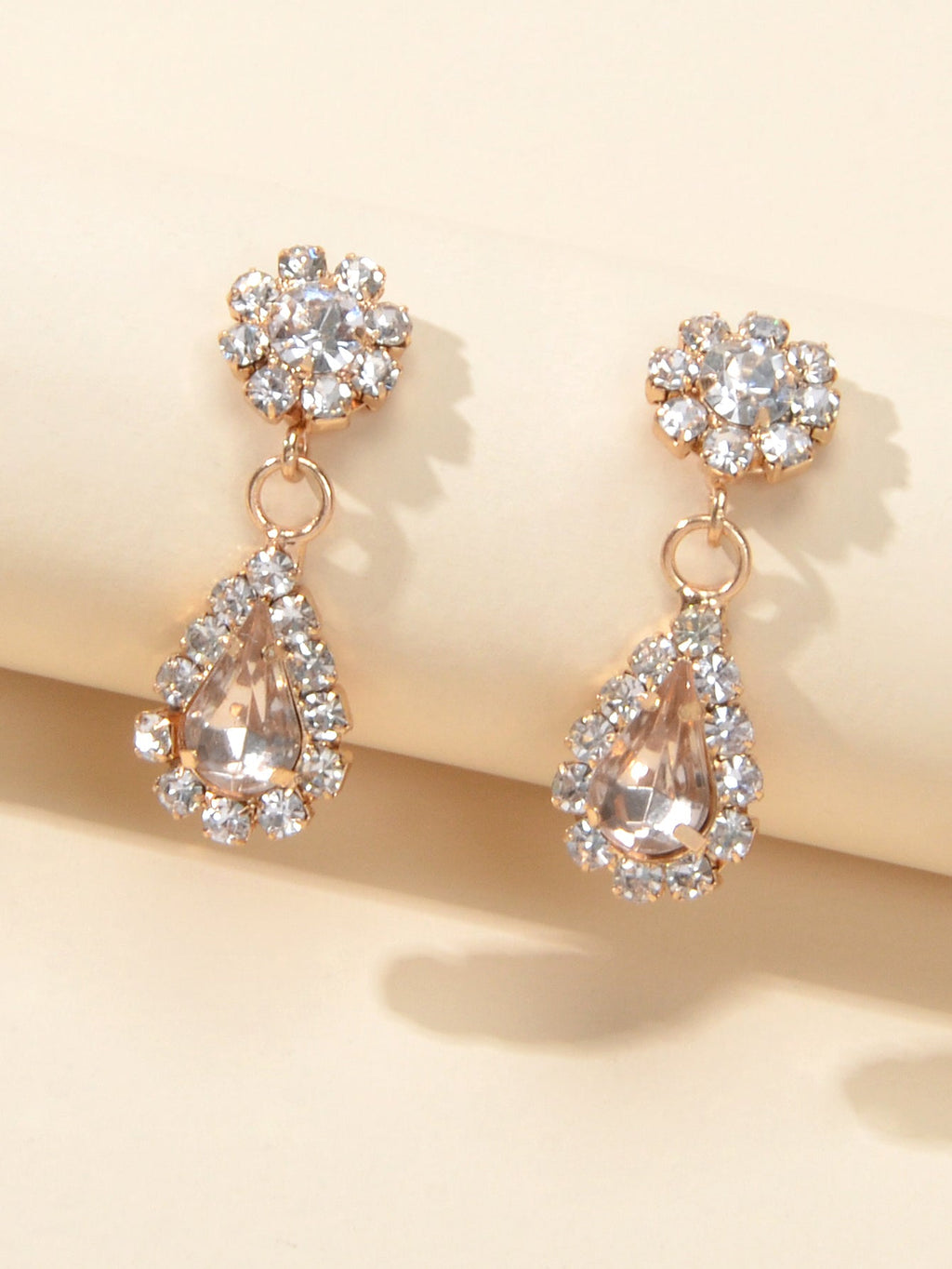 Shining Rhinestone Crystal Flower Water Drop Earrings Girl Perfect Party Jewelry-0
