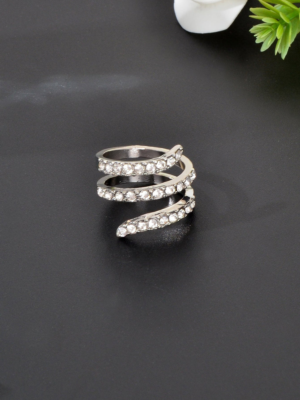 Elegant Stunning Spiral Diamond Ring Timeless Sparkling Finger Jewellery Gift-2