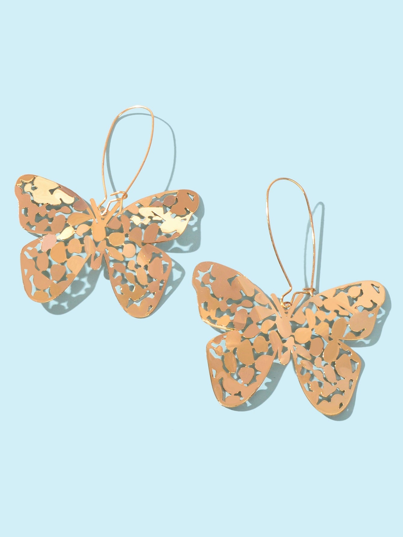 Statement Gold Hollow Butterfly Dangling Elements Earrings Designer Jewellery-1