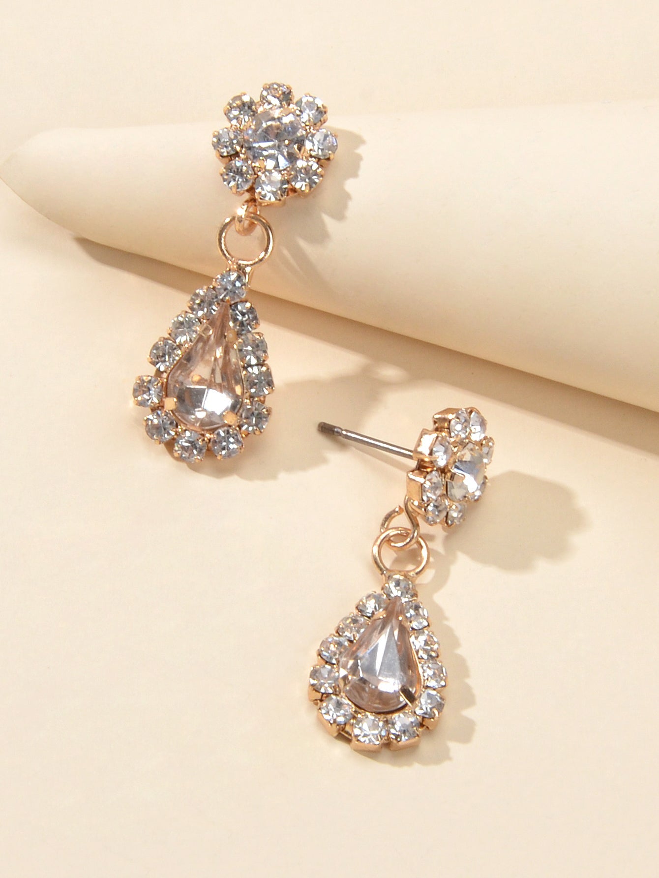 Shining Rhinestone Crystal Flower Water Drop Earrings Girl Perfect Party Jewelry-2