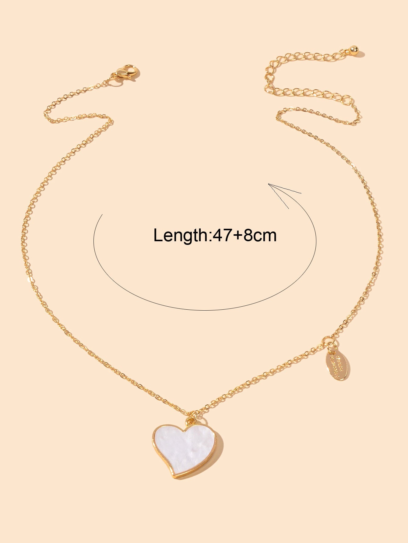 Ladies Jewellery Gold Chain Geometric Charm White Eanmel Heart Pendant Necklace-2