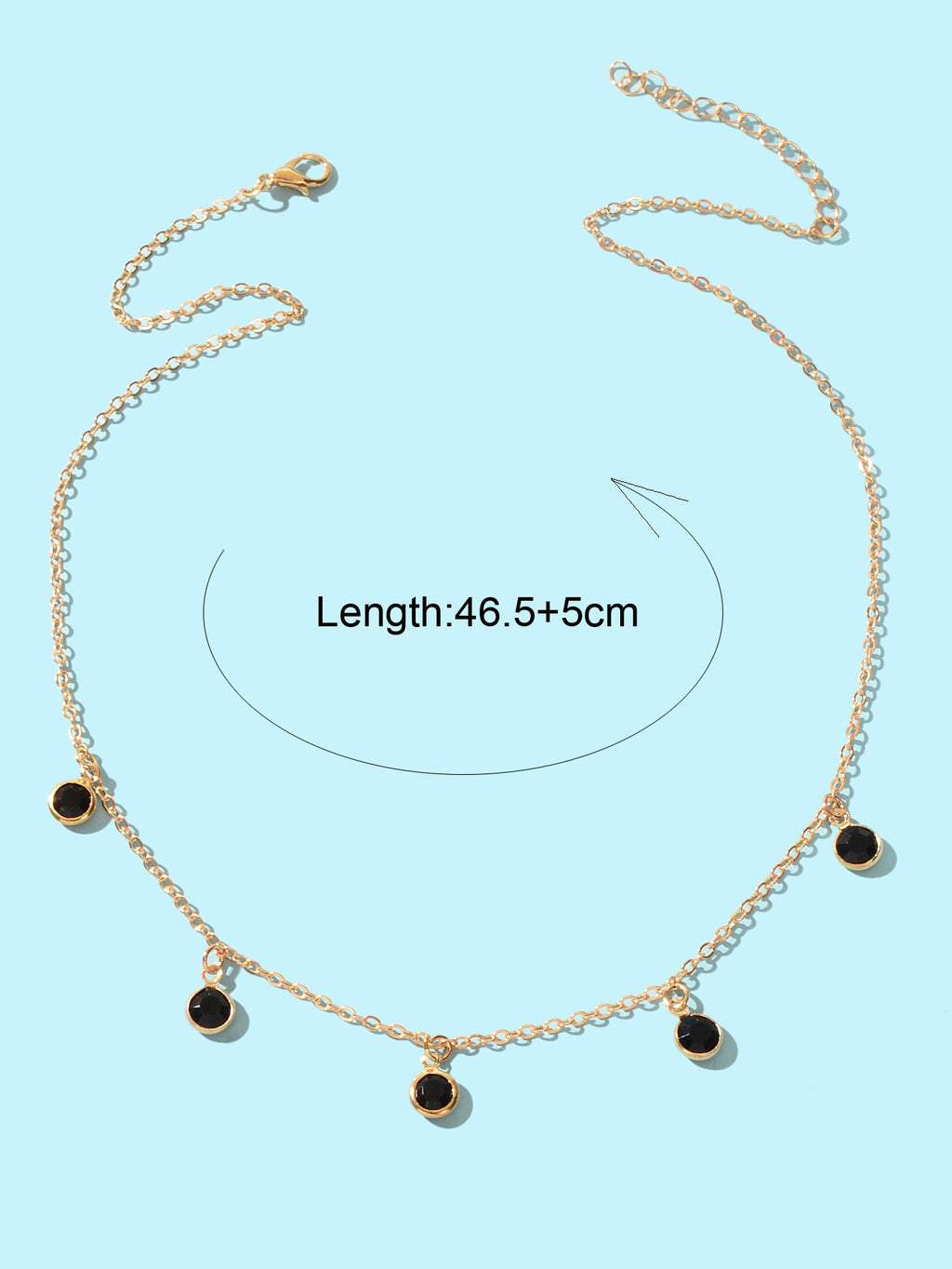 Fashion Party Accessories Gold Chain Black Beaded Charm Clavicle Collar Necklace-3