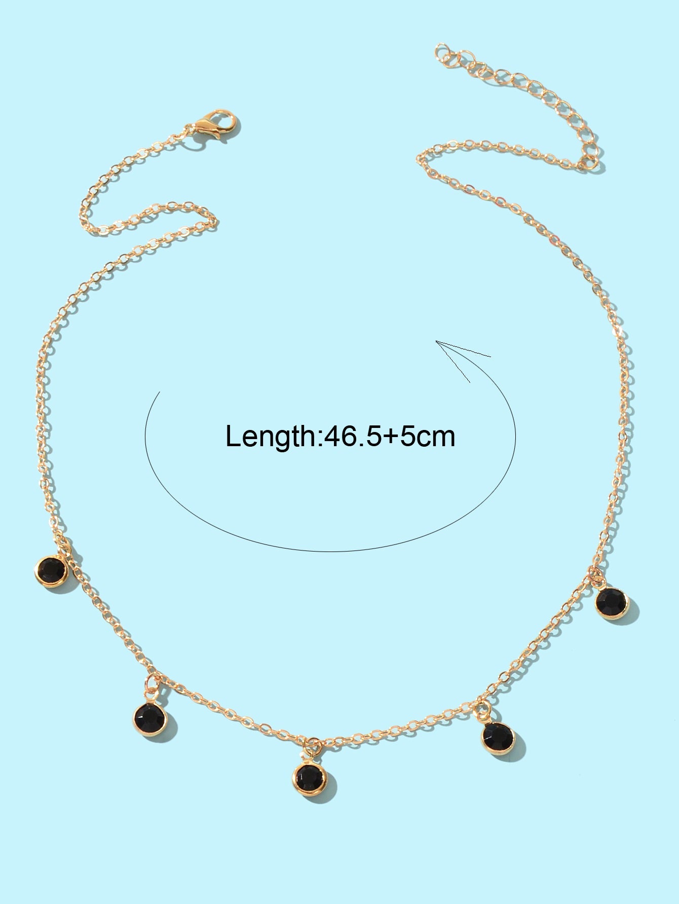 Fashion Party Accessories Gold Chain Black Beaded Charm Clavicle Collar Necklace-3