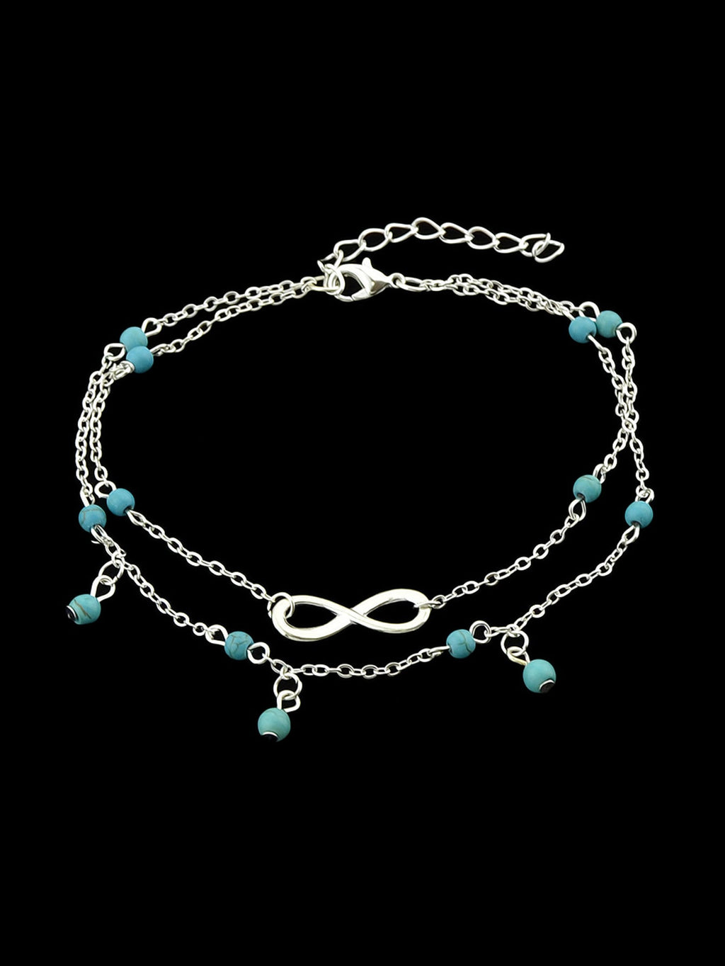 1 pc Double layer Chain Turquoise Infinity Anklet Barefoot Foot Beach Jewellery