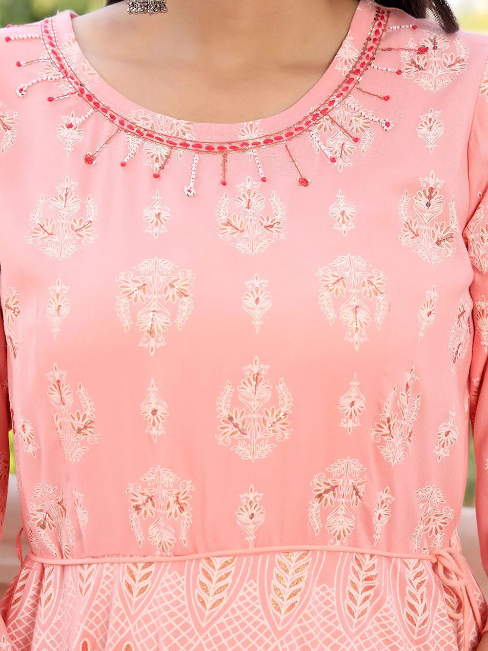 Handcrafted Rayon Anarkali Kurti with Intricate Embroidery