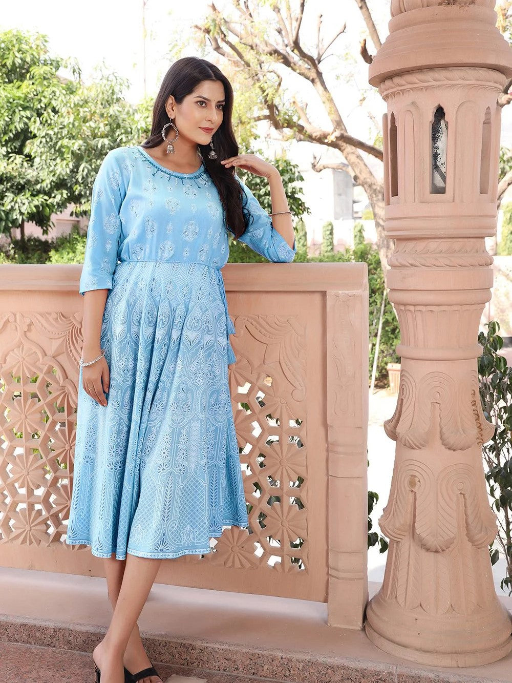 Handcrafted Rayon Anarkali Kurti with Intricate Embroidery