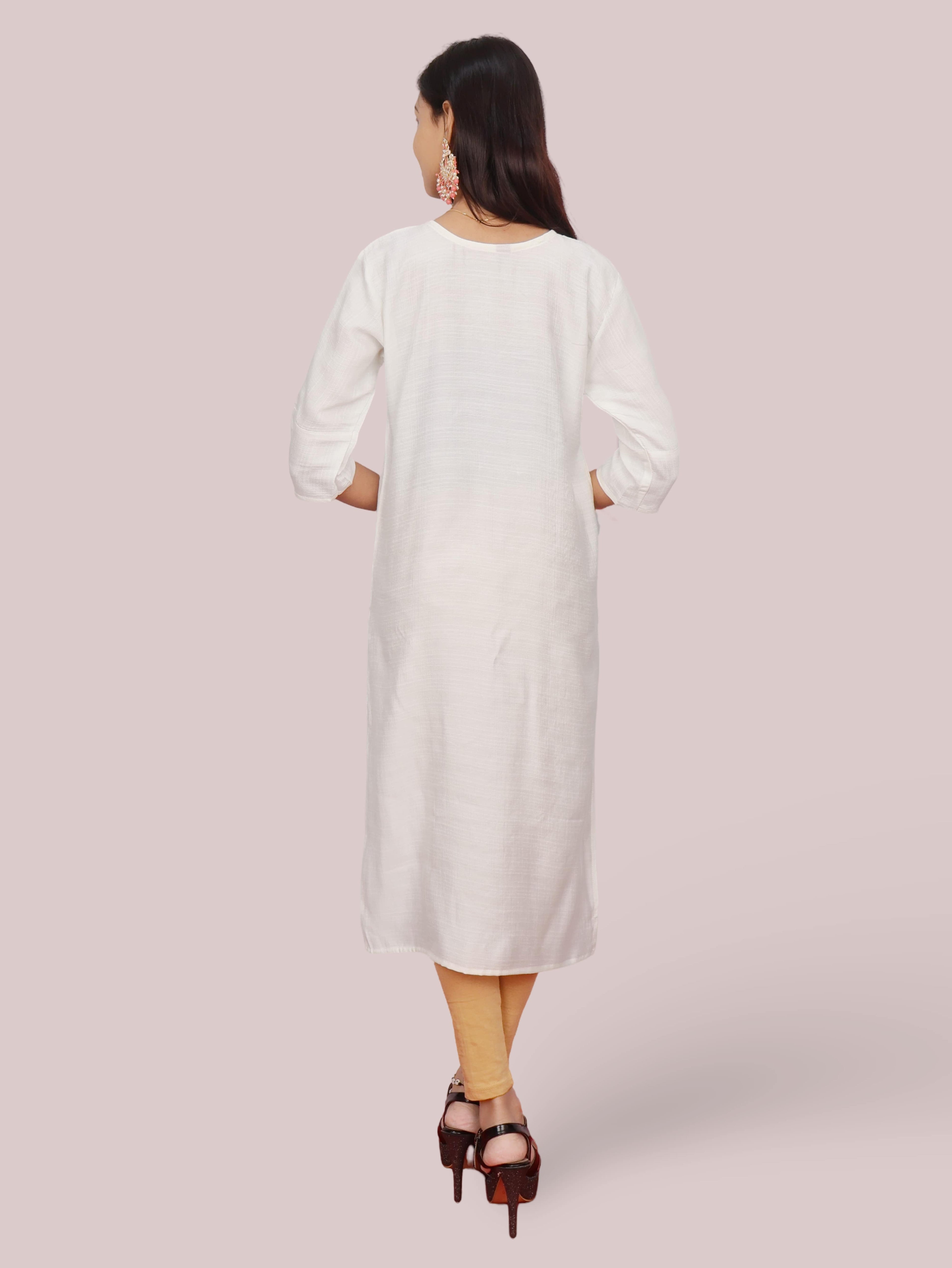 Cotton Kurti with Beautifully Embroidered Neckline