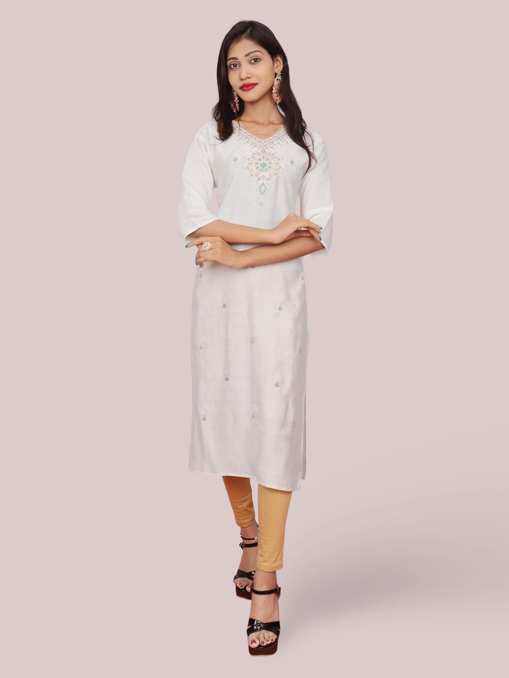 Cotton Kurti with Beautifully Embroidered Neckline
