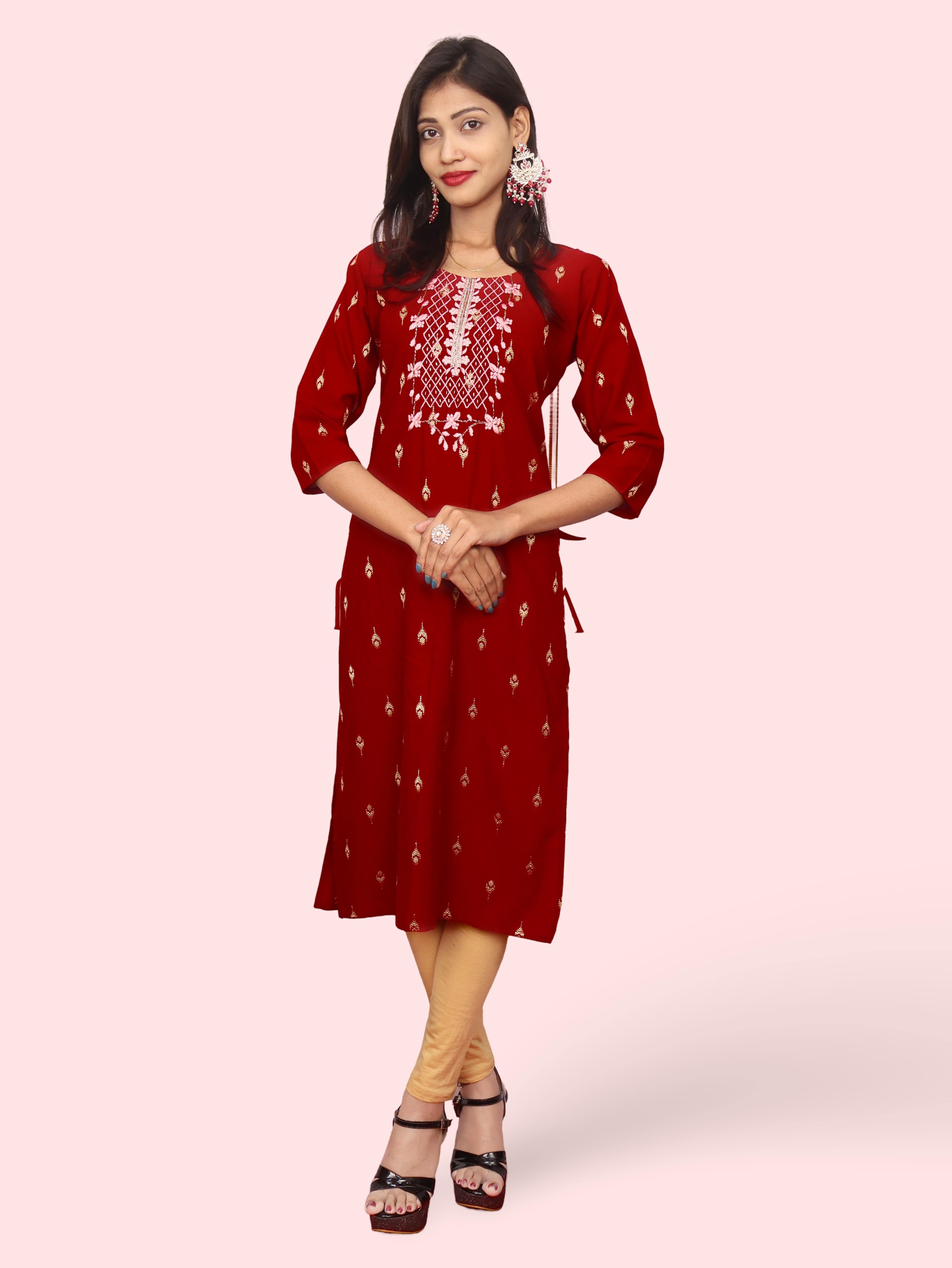 Cotton Kurti with Stunning Embroidered Neck