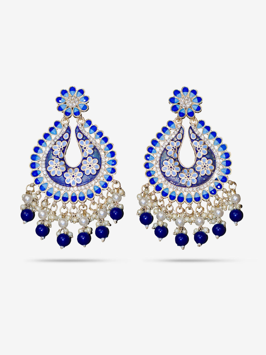 Jewels Chandbali Earrings for Women with Kundan Stones and Beads by Shreekama