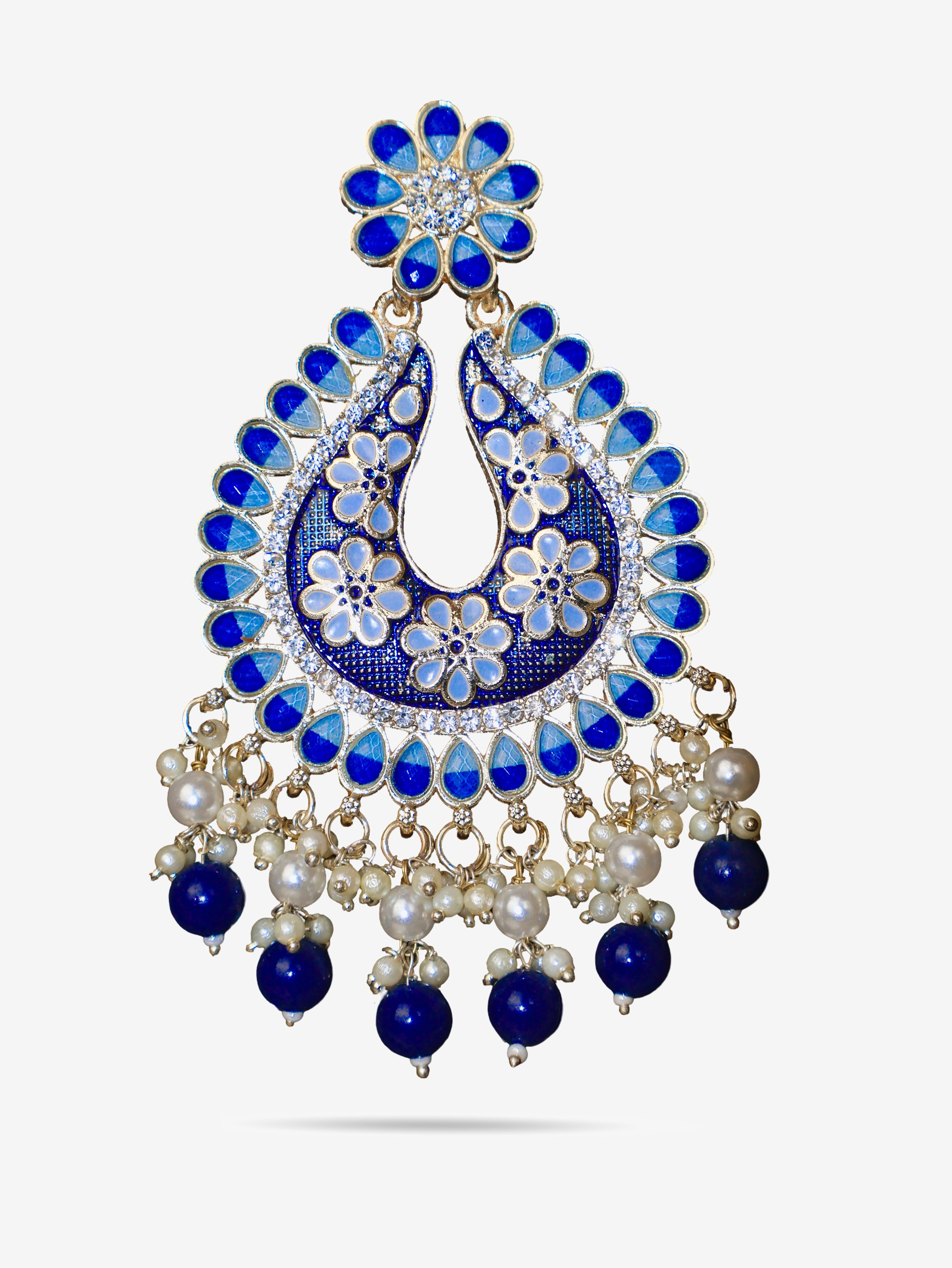 Jewels Chandbali Earrings for Women with Kundan Stones and Beads by Shreekama