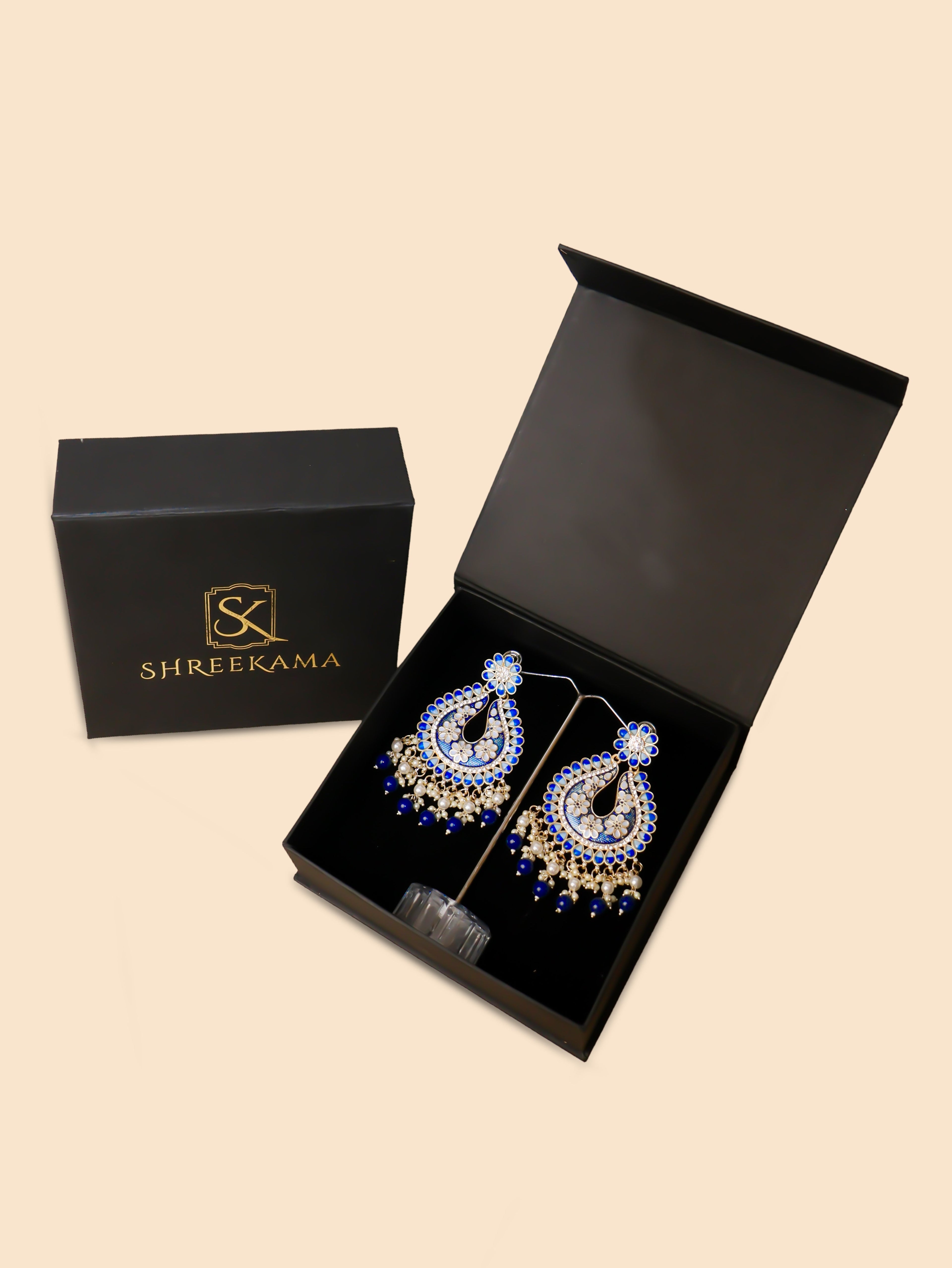 Jewels Chandbali Earrings for Women with Kundan Stones and Beads by Shreekama