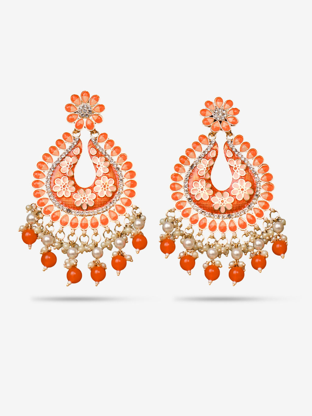 Jewels Chandbali Earrings for Women with Kundan Stones and Beads by Shreekama
