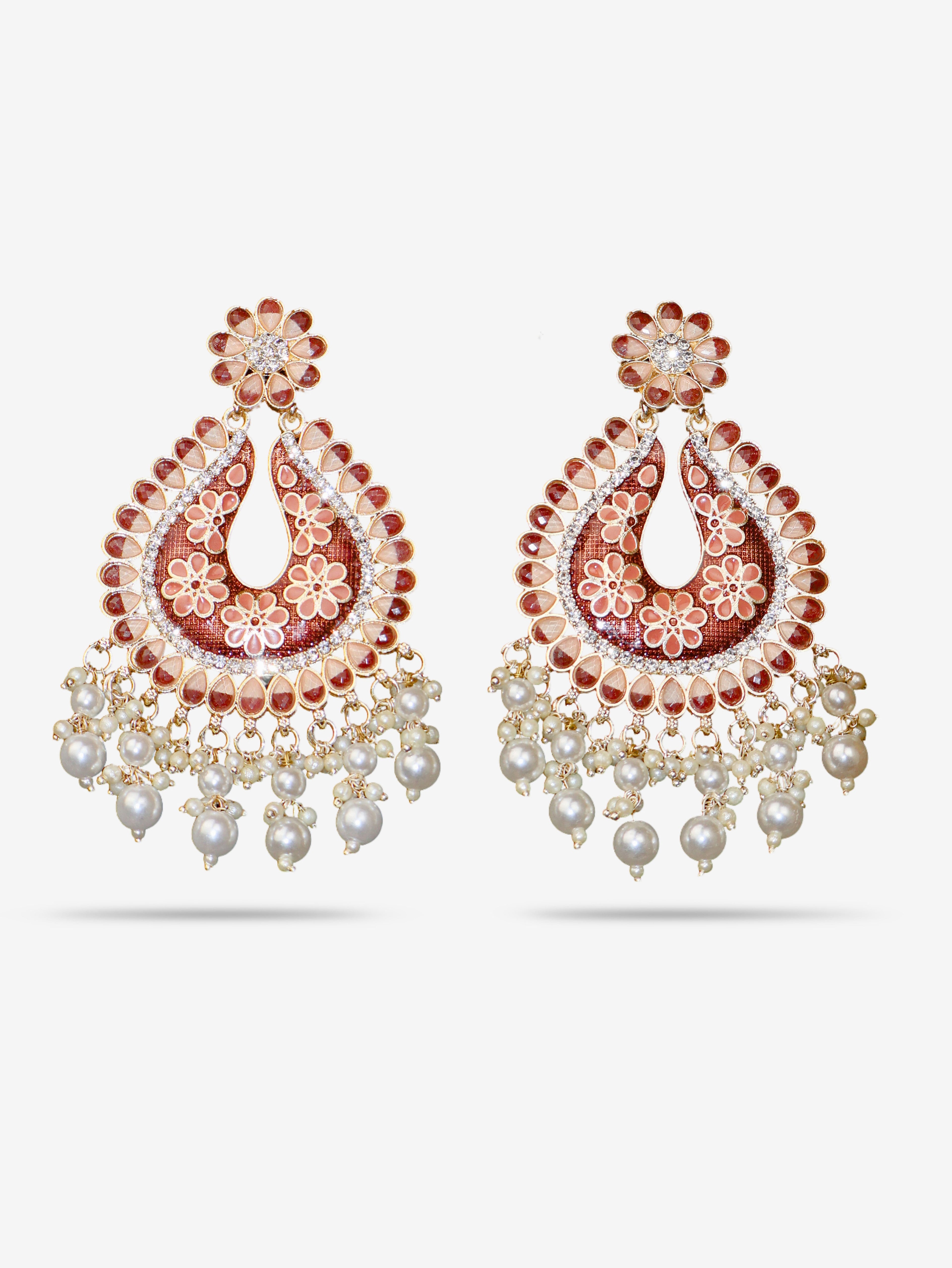Jewels Chandbali Earrings for Women with Kundan Stones and Beads by Shreekama