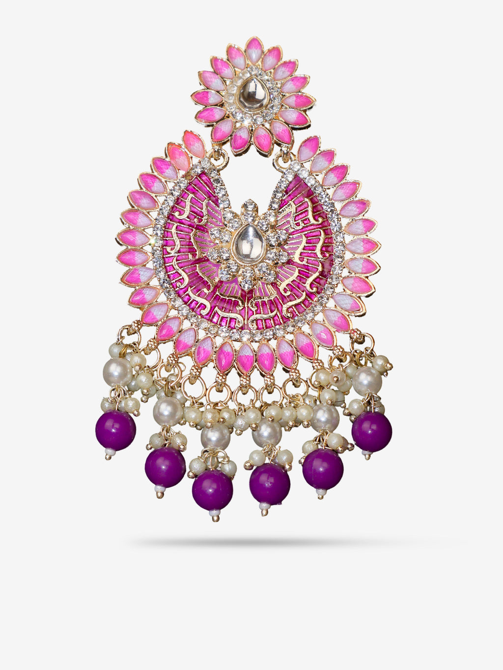 Delicate Pearl & Rhinestone Chandelier Earrings for Women by Shreekama