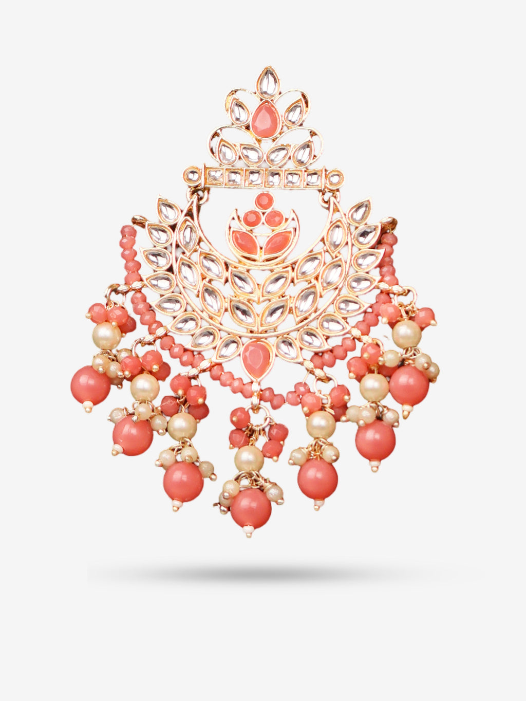 Kundan & Pearl Drop Earrings with Textured Detailing for Women by Shreekama